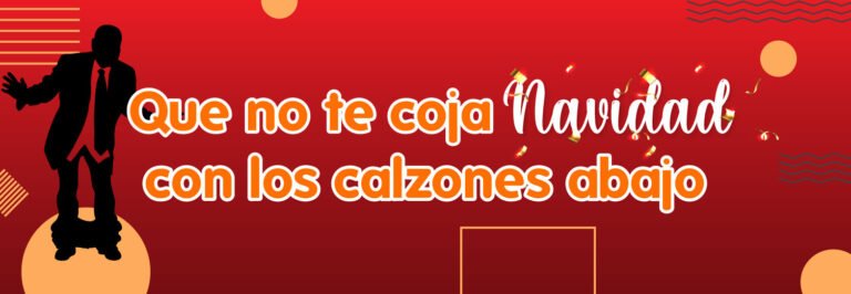 silueta de personaje con traje y pantalones abajo Fondo rojo Banner titulo: que no te coja navidad con los calzones abajo
